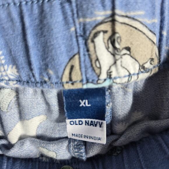 Old Navy Pajama Set Womens XL Blue Polar Bear Cotton Flannel 2 Piece Sleepwear - Picture 9 of 13